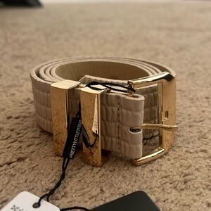 Beige belt with gold hardware